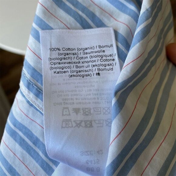 Ganni Women's Striped Draped Wrap Midi Dress Blue Size 42 Casual - Picture 4 of 11